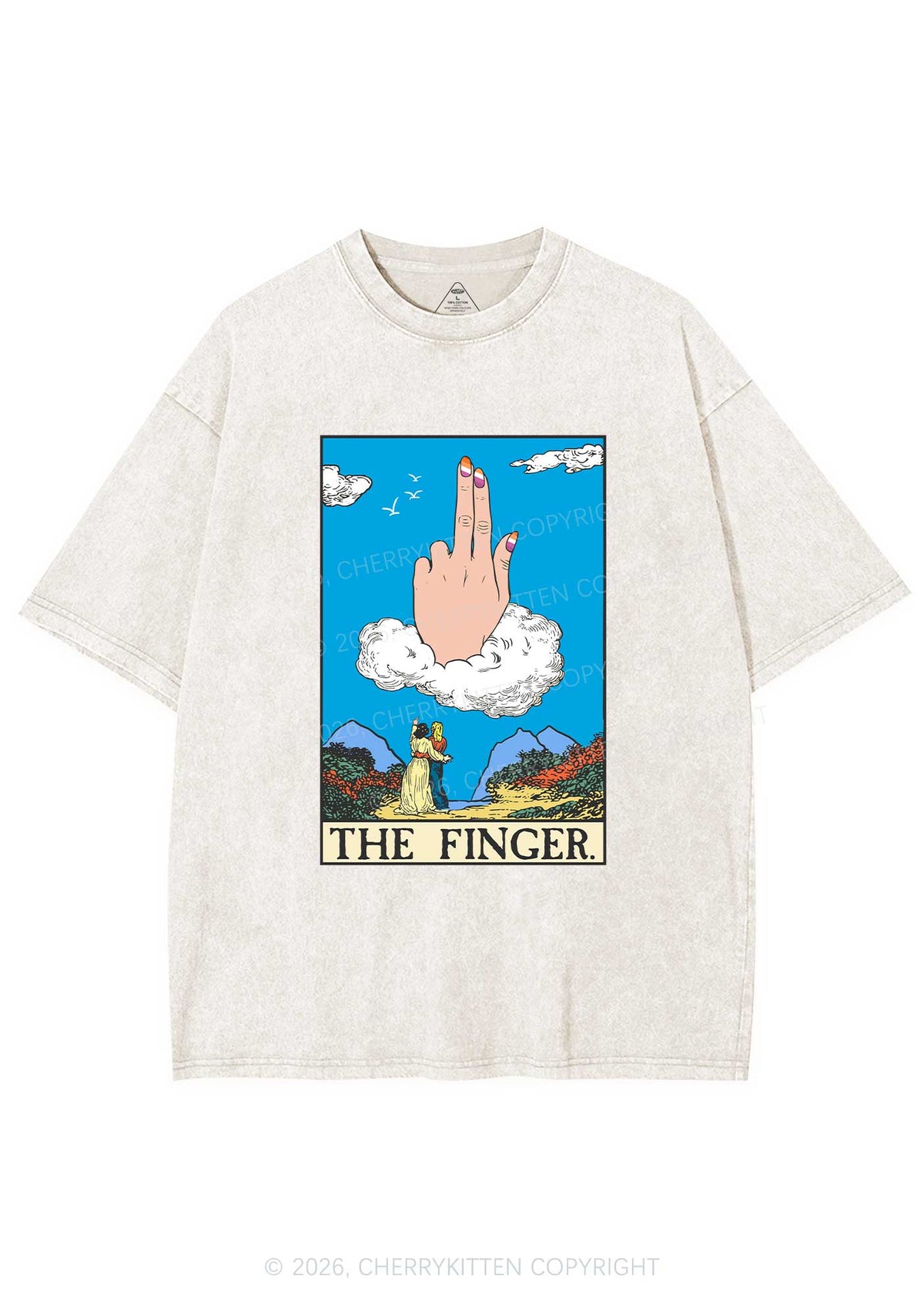 The Lesbians Finger Pride Y2K Shirts Washed Tee Cherrykitten