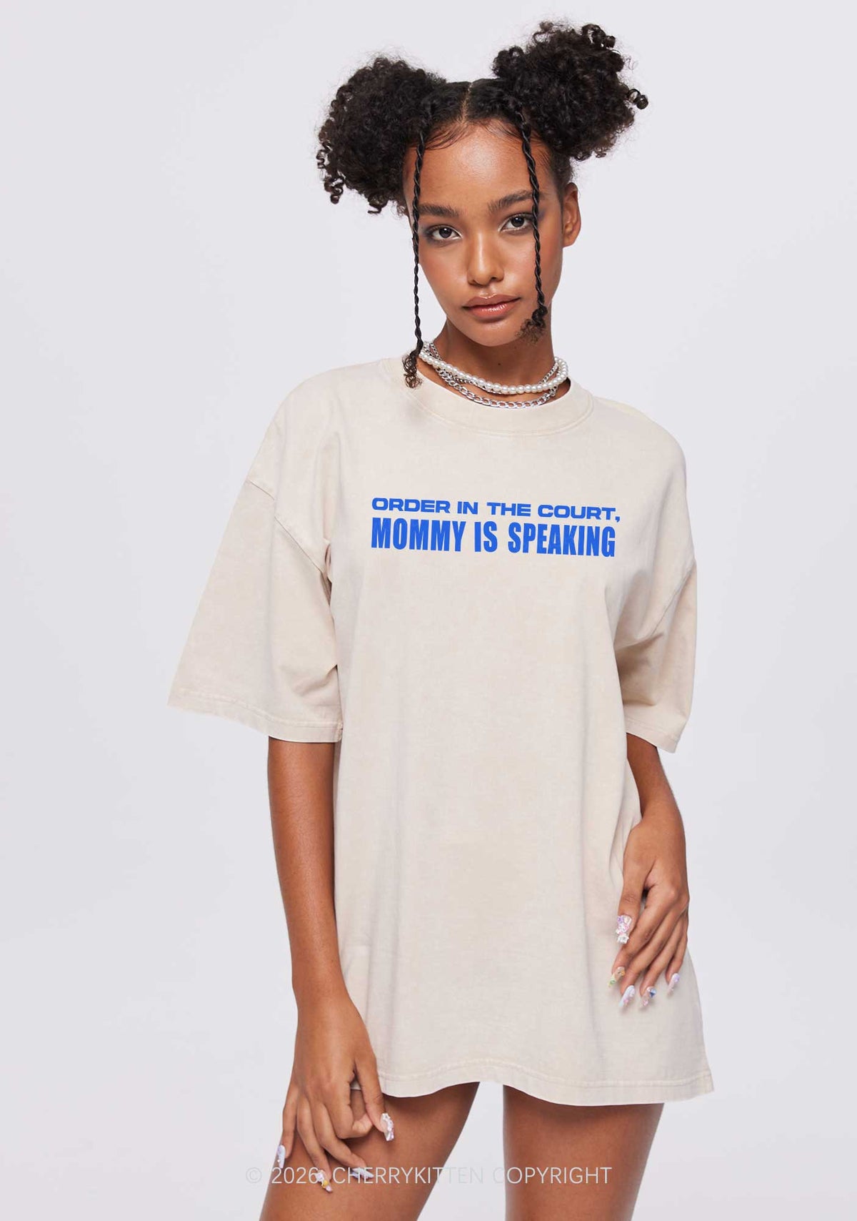 Mommy Is Speaking Y2K Shirts Washed Tee Cherrykitten