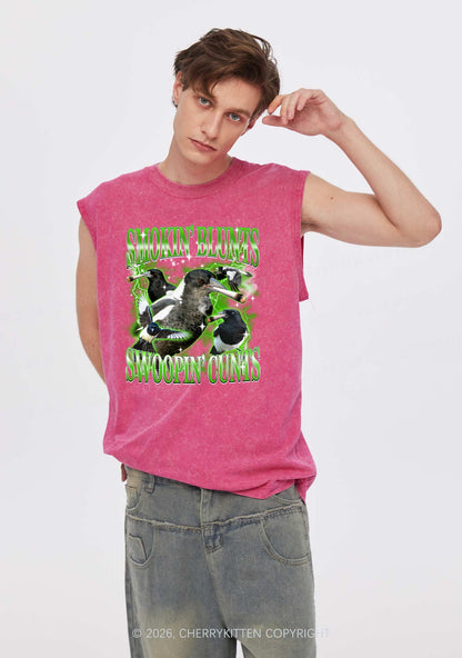 Smokin Blunts Swoopin Cxxts Y2K Washed Muscle Tank Cherrykitten