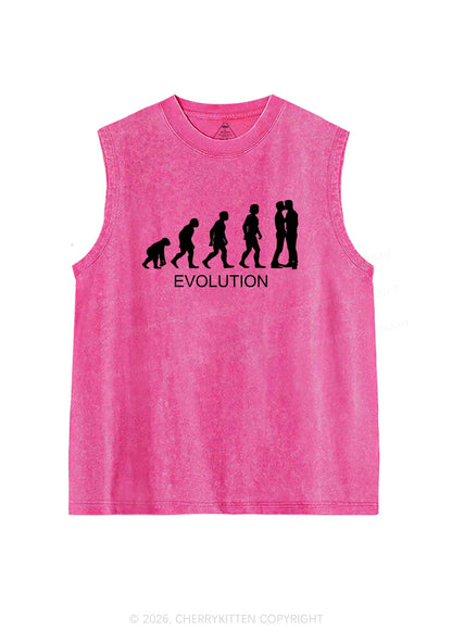 Gay Evolution Pride Y2K Washed Muscle Tank Cherrykitten
