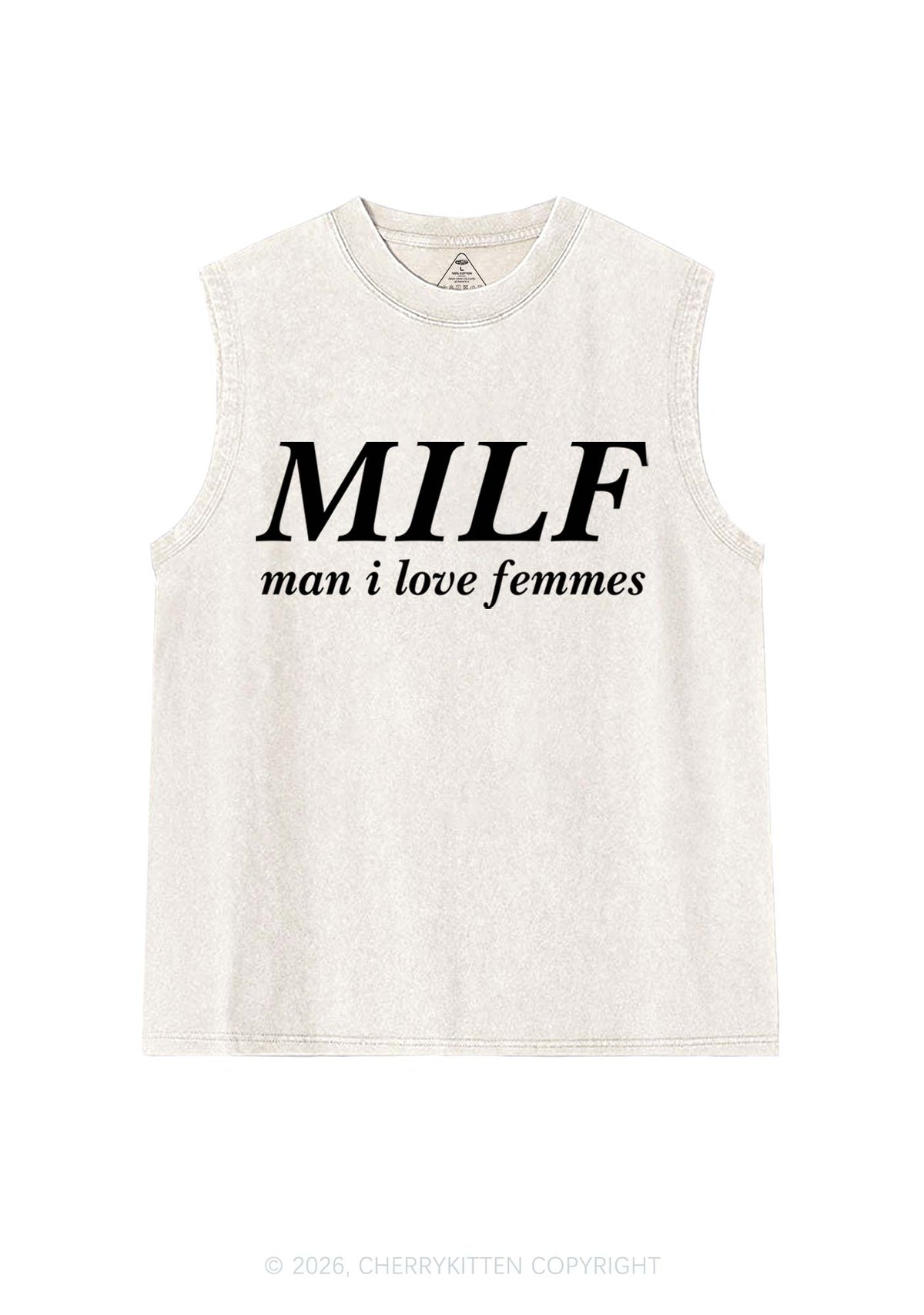 Man I Love Femme Pride Y2K Washed Muscle Tank Cherrykitten