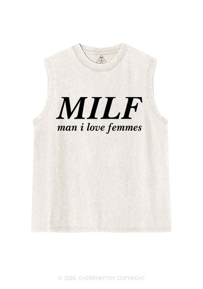 Man I Love Femme Pride Y2K Washed Muscle Tank Cherrykitten