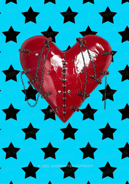 Punk Red Heart Y2K Mesh Crop Top Cherrykitten