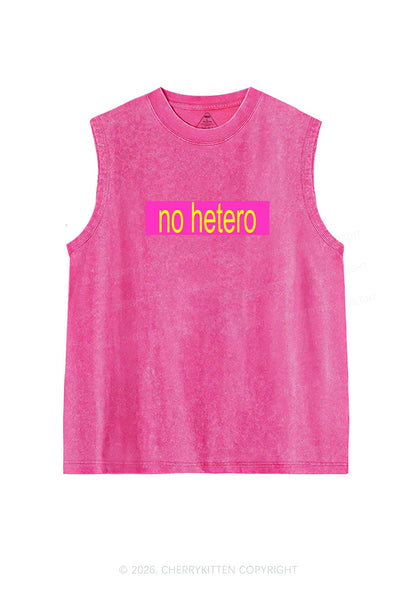 No Hetero Pride Y2K Washed Muscle Tank Cherrykitten
