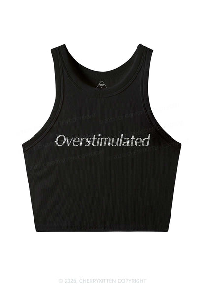 Rhinestone Overstimulated Y2K Crop Tank Top Cherrykitten