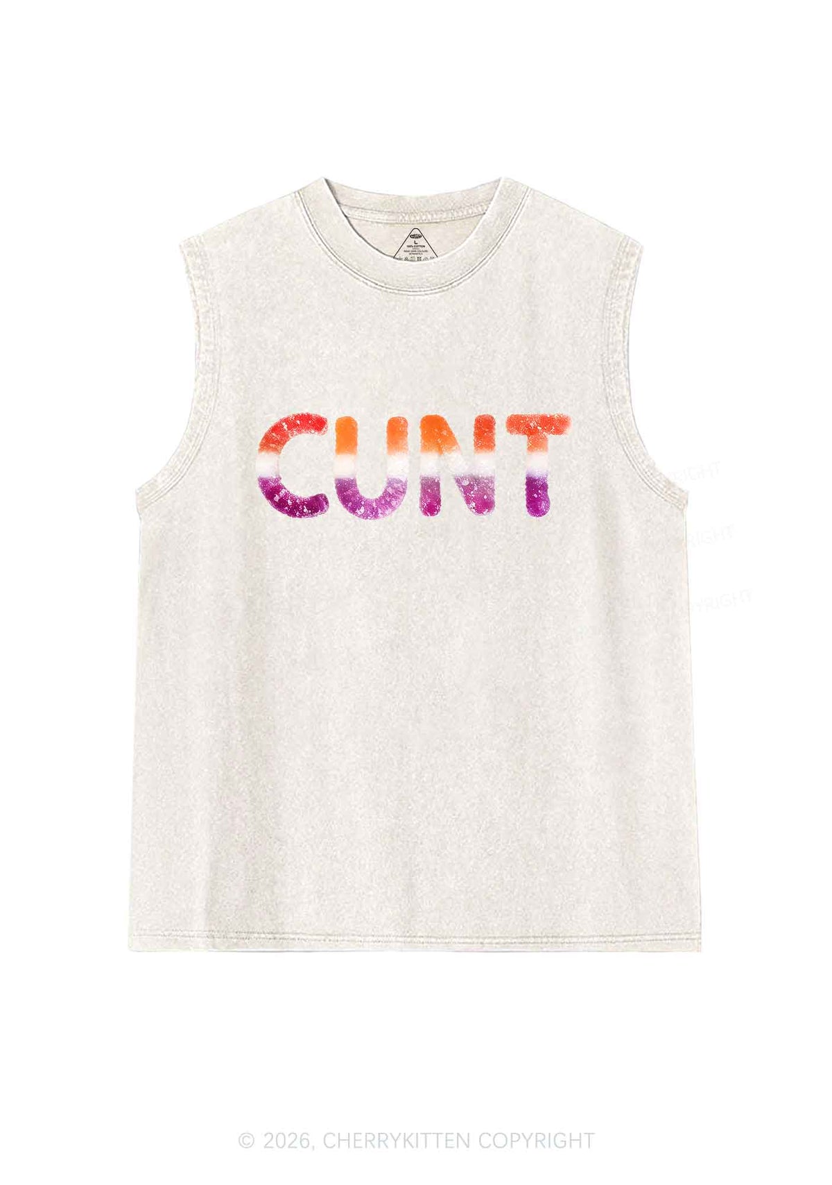 Lesbian Candy Cxxt Pride Y2K Washed Muscle Tank Cherrykitten