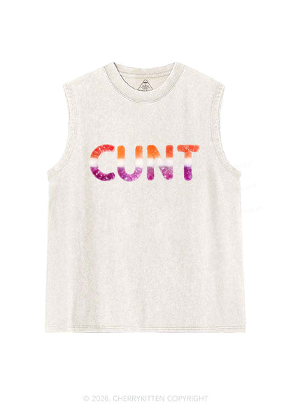 Lesbian Candy Cxxt Pride Y2K Washed Muscle Tank Cherrykitten