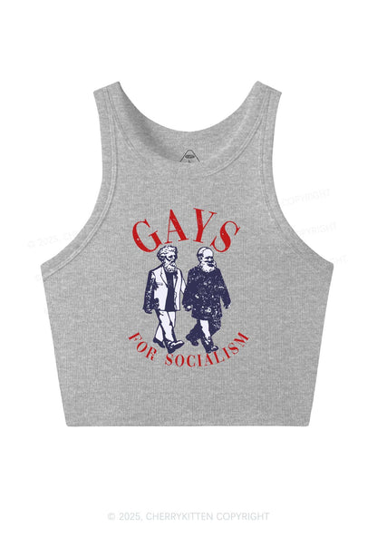 Gays For Socialism Pride Y2K Crop Tank Top Cherrykitten