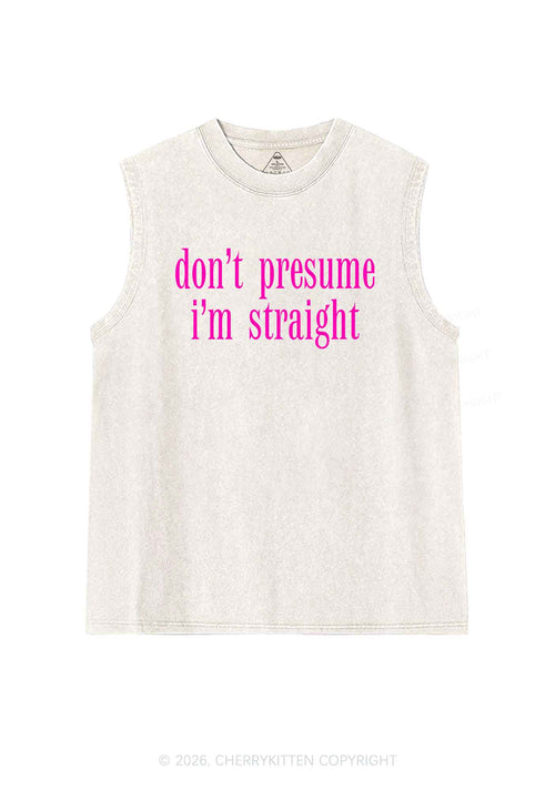 Dont Presume Im Straight Pride Y2K Washed Muscle Tank Cherrykitten