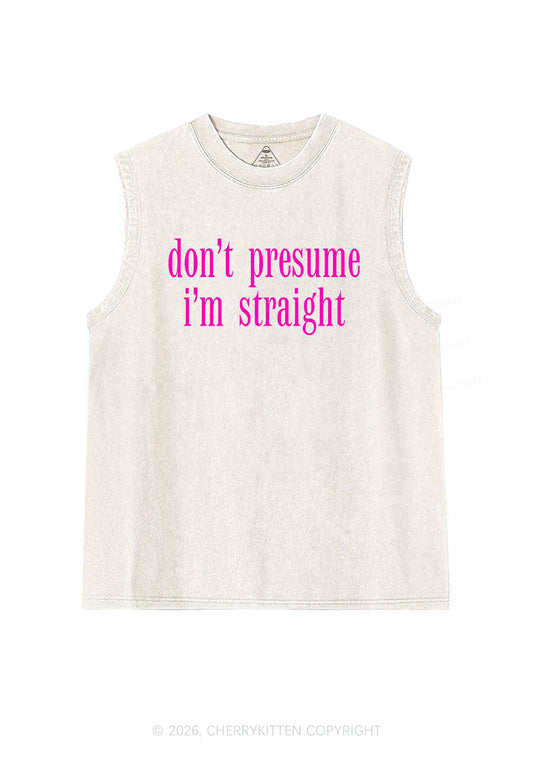 Dont Presume Im Straight Pride Y2K Washed Muscle Tank Cherrykitten