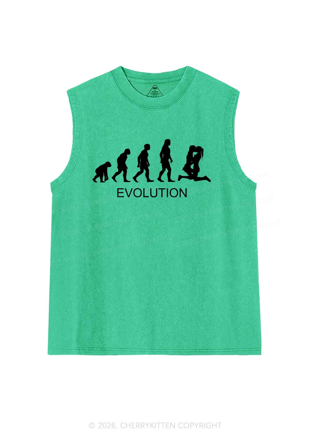 Lesbian Evolution Pride Y2K Washed Muscle Tank Cherrykitten