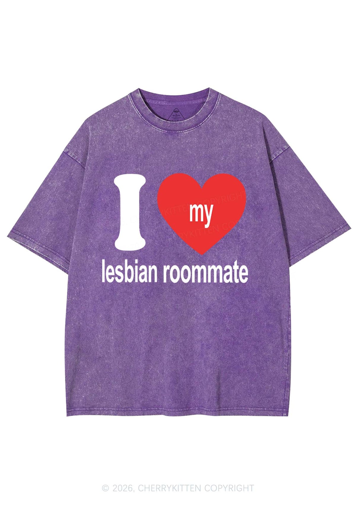 I Love My Lesbian Roommate Pride Y2K Shirts Washed Tee Cherrykitten