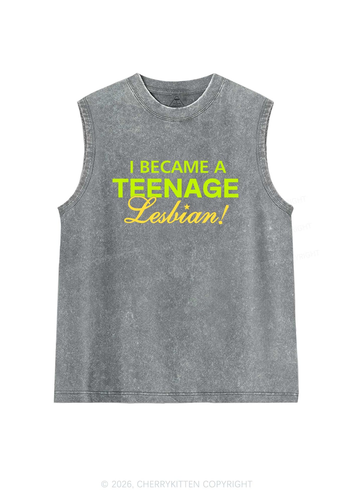 I Became A Teenage Lesbian Pride Y2K Washed Muscle Tank Cherrykitten