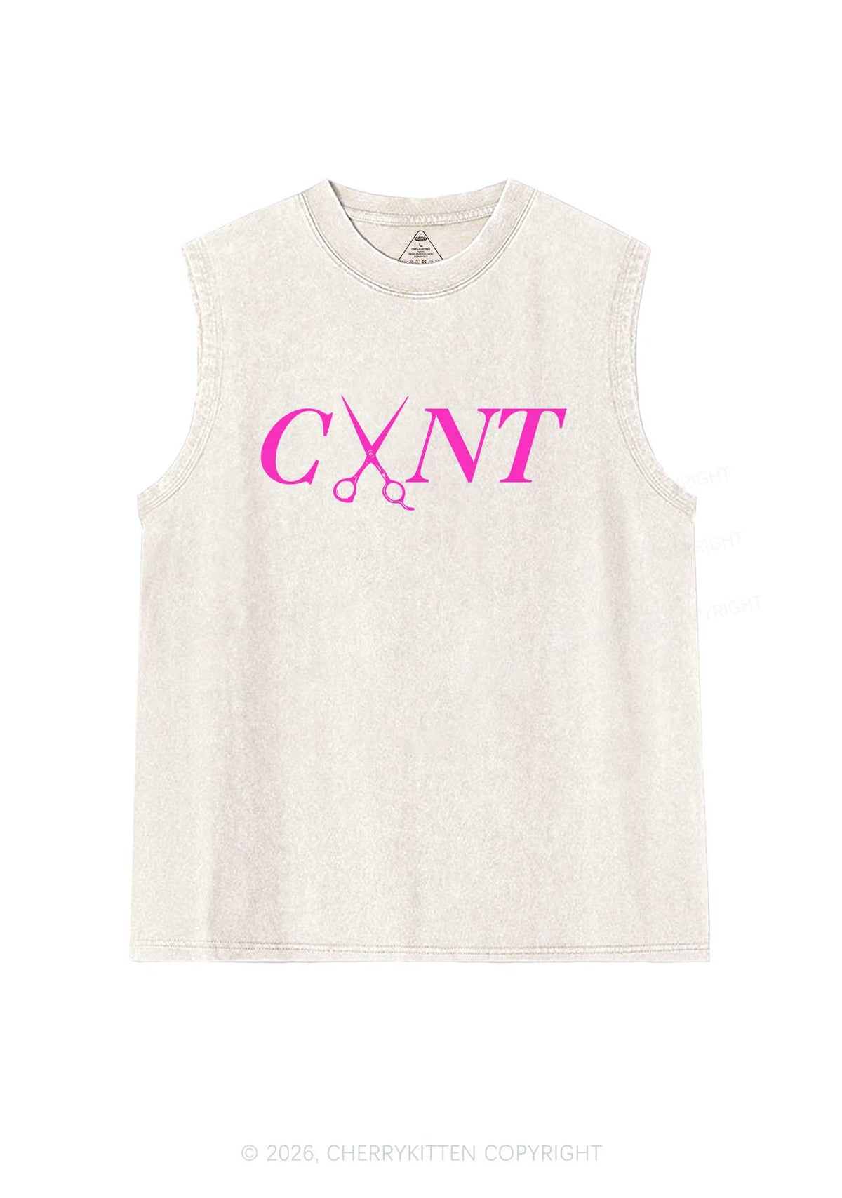 Pink Scissors Cxxt Pride Y2K Washed Muscle Tank Cherrykitten