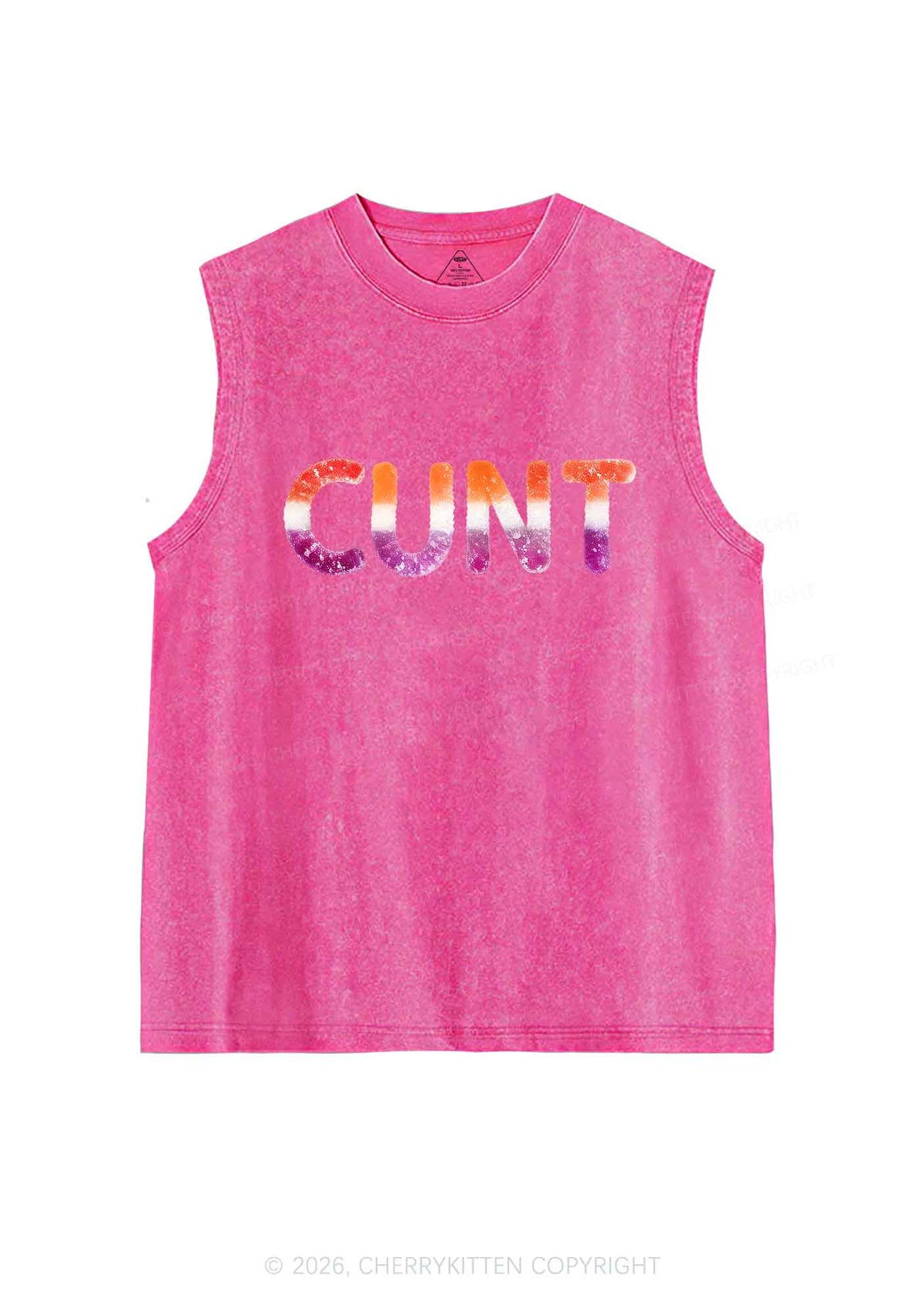Lesbian Candy Cxxt Pride Y2K Washed Muscle Tank Cherrykitten