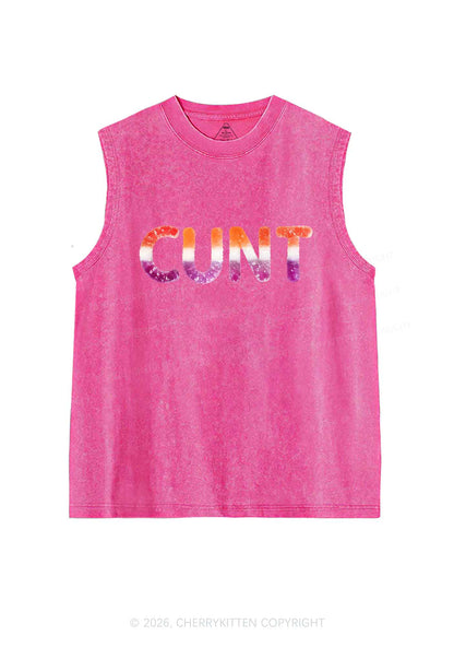 Lesbian Candy Cxxt Pride Y2K Washed Muscle Tank Cherrykitten