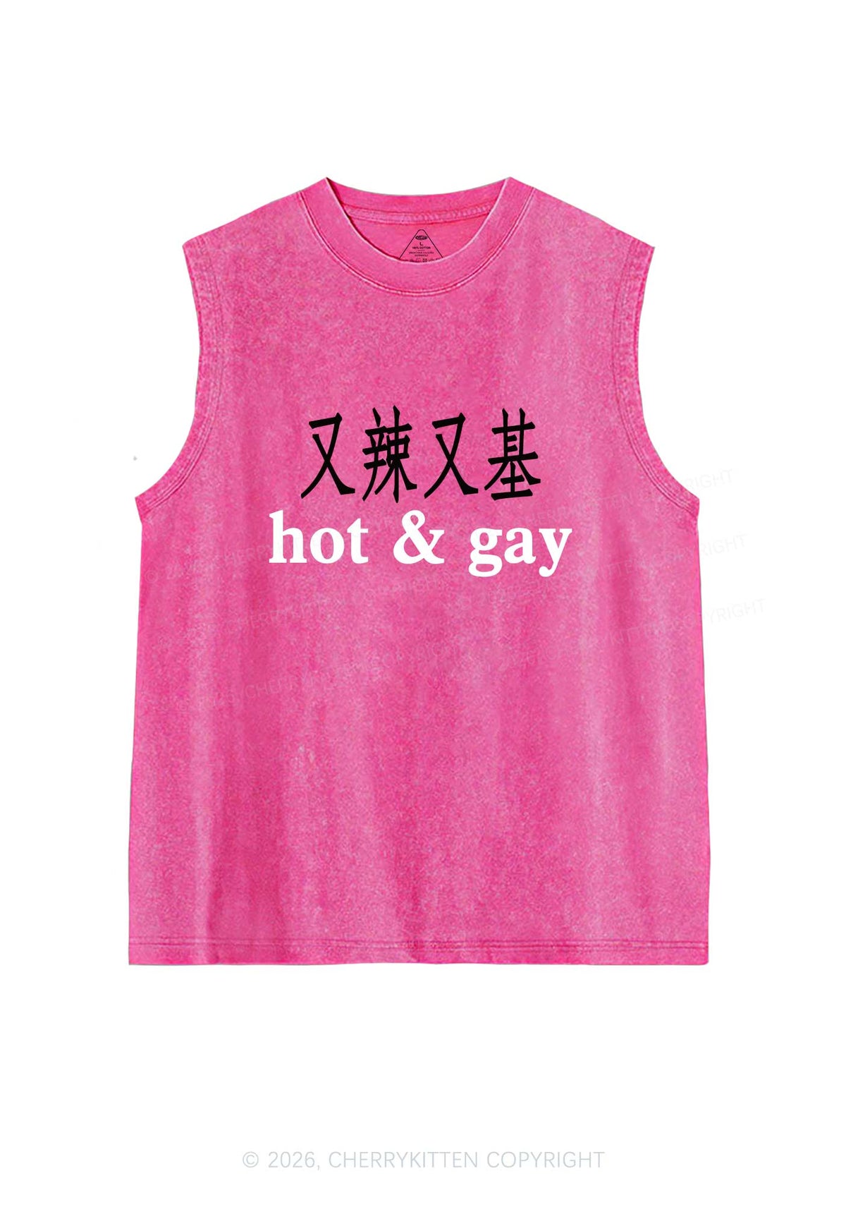 Hot Gay Pride Y2K Washed Muscle Tank Cherrykitten