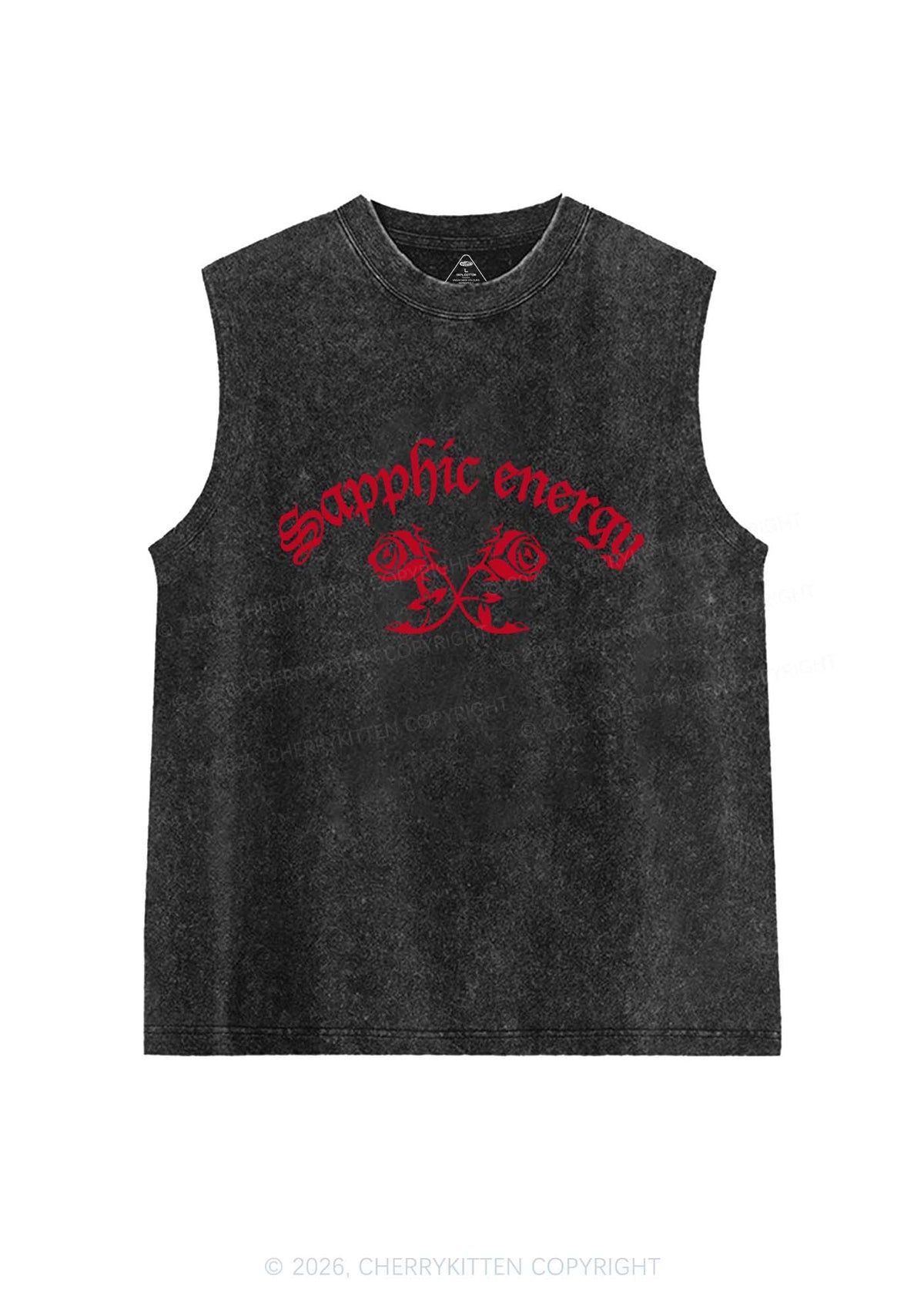 Sapphic Energy Pride Y2K Washed Muscle Tank Cherrykitten