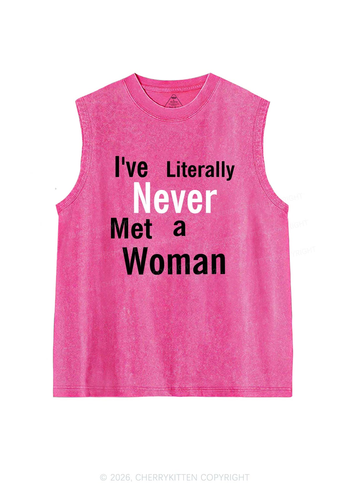 Never Met A Woman Pride Y2K Washed Muscle Tank Cherrykitten