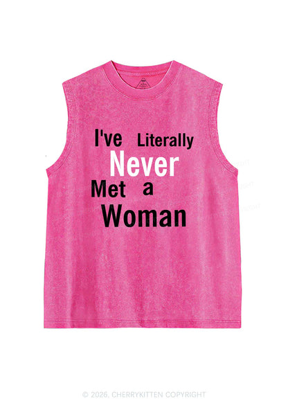 Never Met A Woman Pride Y2K Washed Muscle Tank Cherrykitten