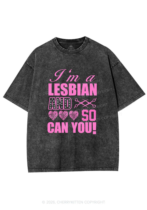 Im A Lesbian And So Can You Pride Y2K Shirts Washed Tee Cherrykitten