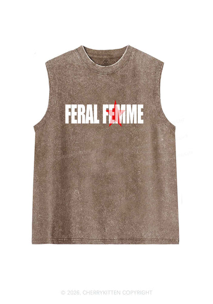 Feral Femme Pride Y2K Washed Muscle Tank Cherrykitten