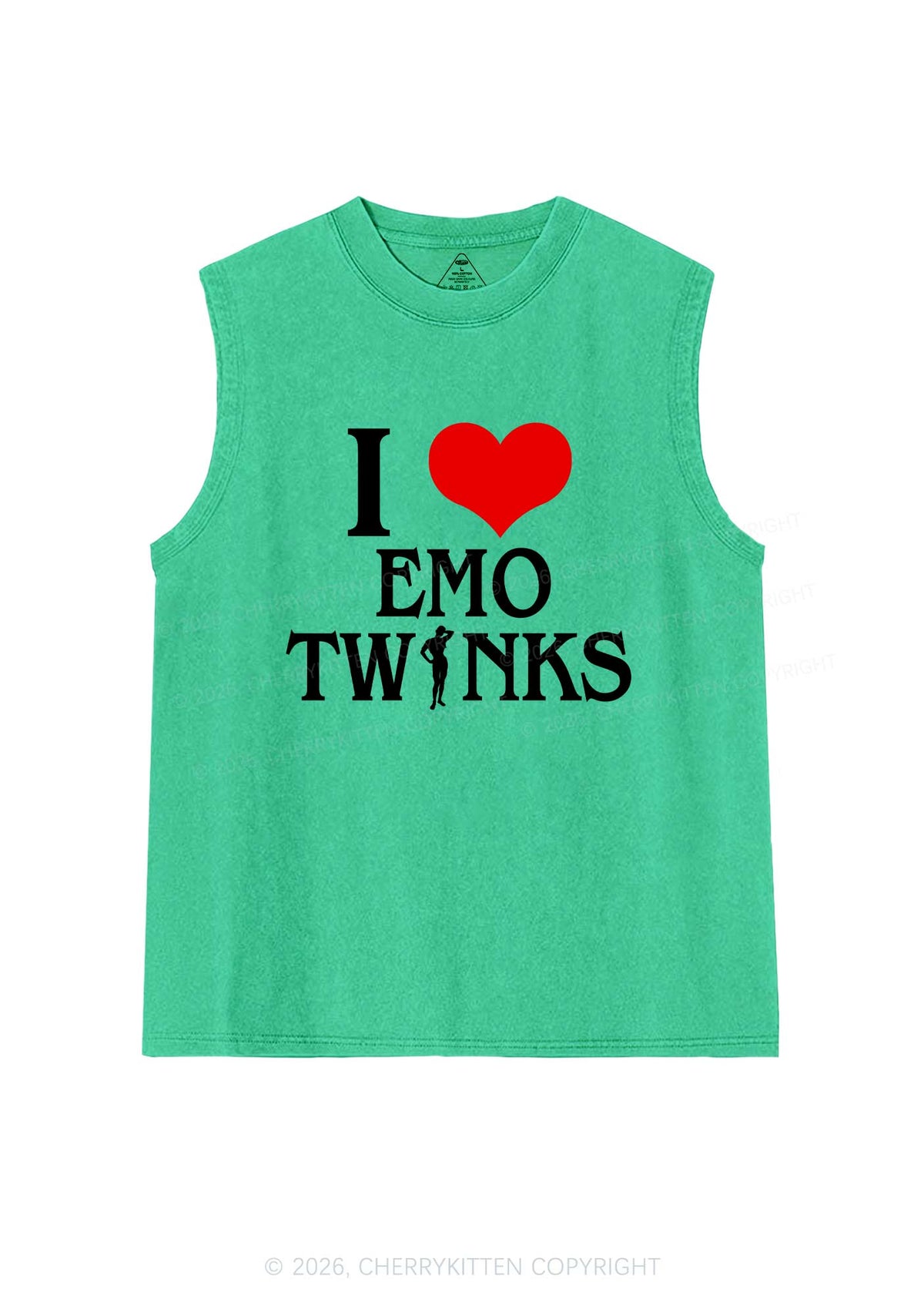 I Love Emo Twinks Pride Y2K Washed Muscle Tank Cherrykitten