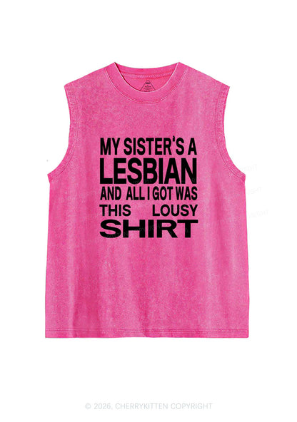 My Sisters A Lesbian Pride Y2K Washed Muscle Tank Cherrykitten