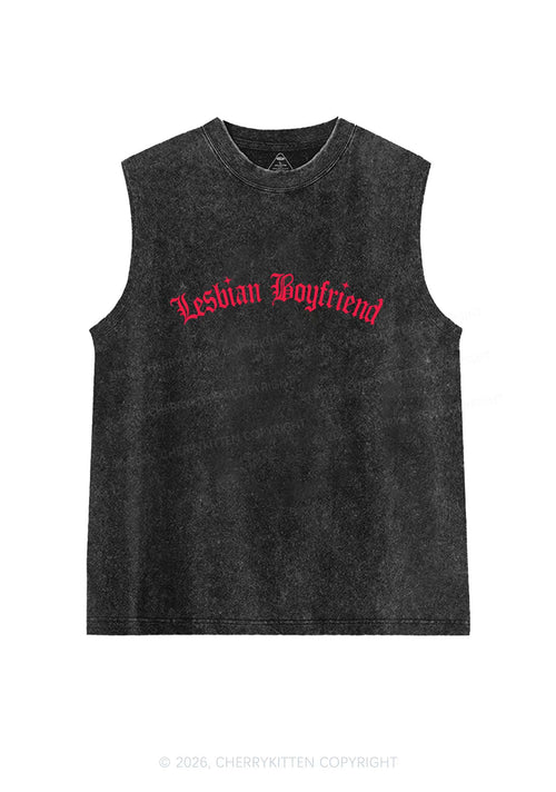 Lesbian Boyfriend Pride Y2K Washed Muscle Tank Cherrykitten