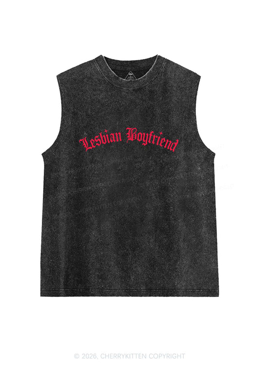 Lesbian Boyfriend Pride Y2K Washed Muscle Tank Cherrykitten