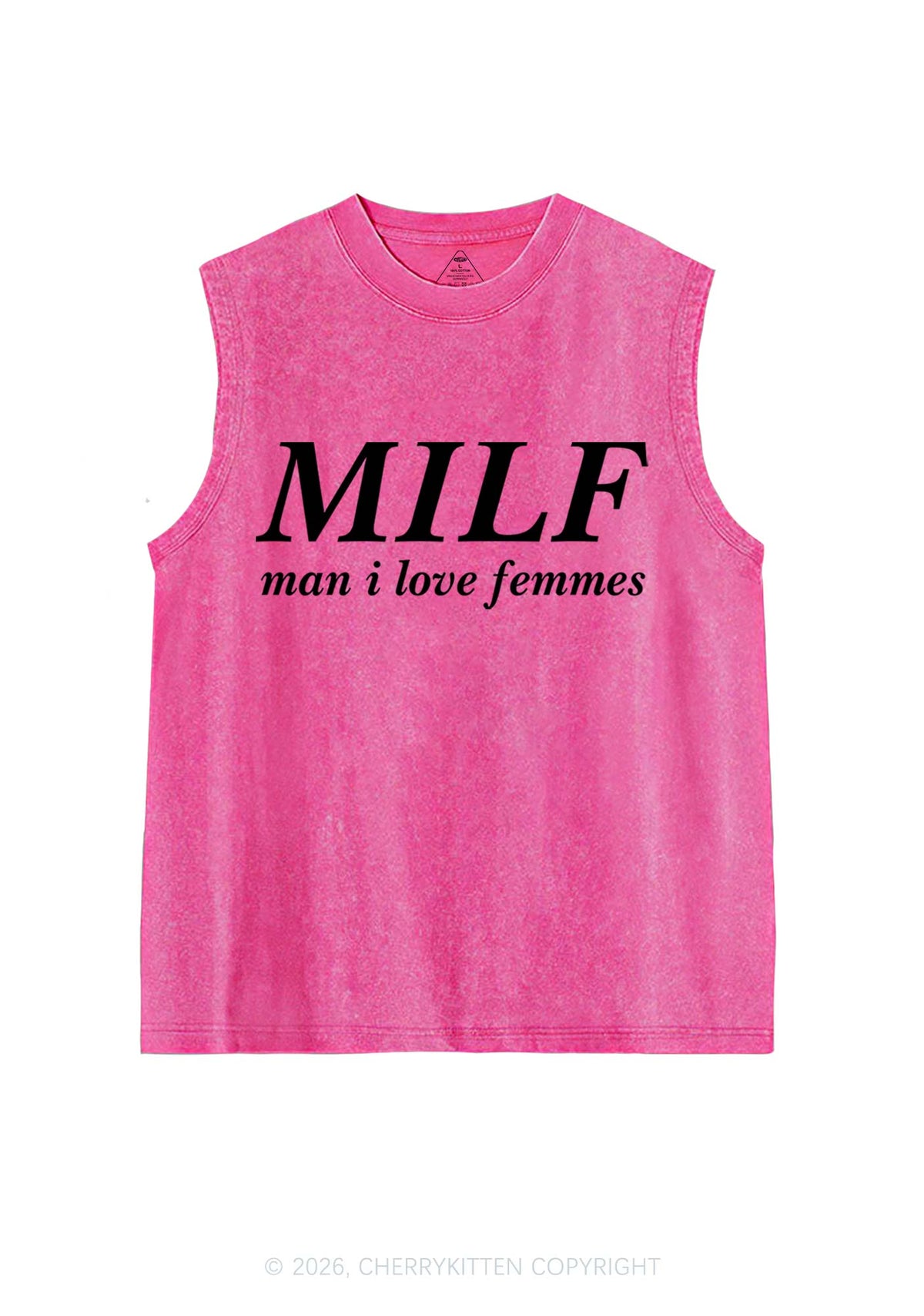 Man I Love Femme Pride Y2K Washed Muscle Tank Cherrykitten