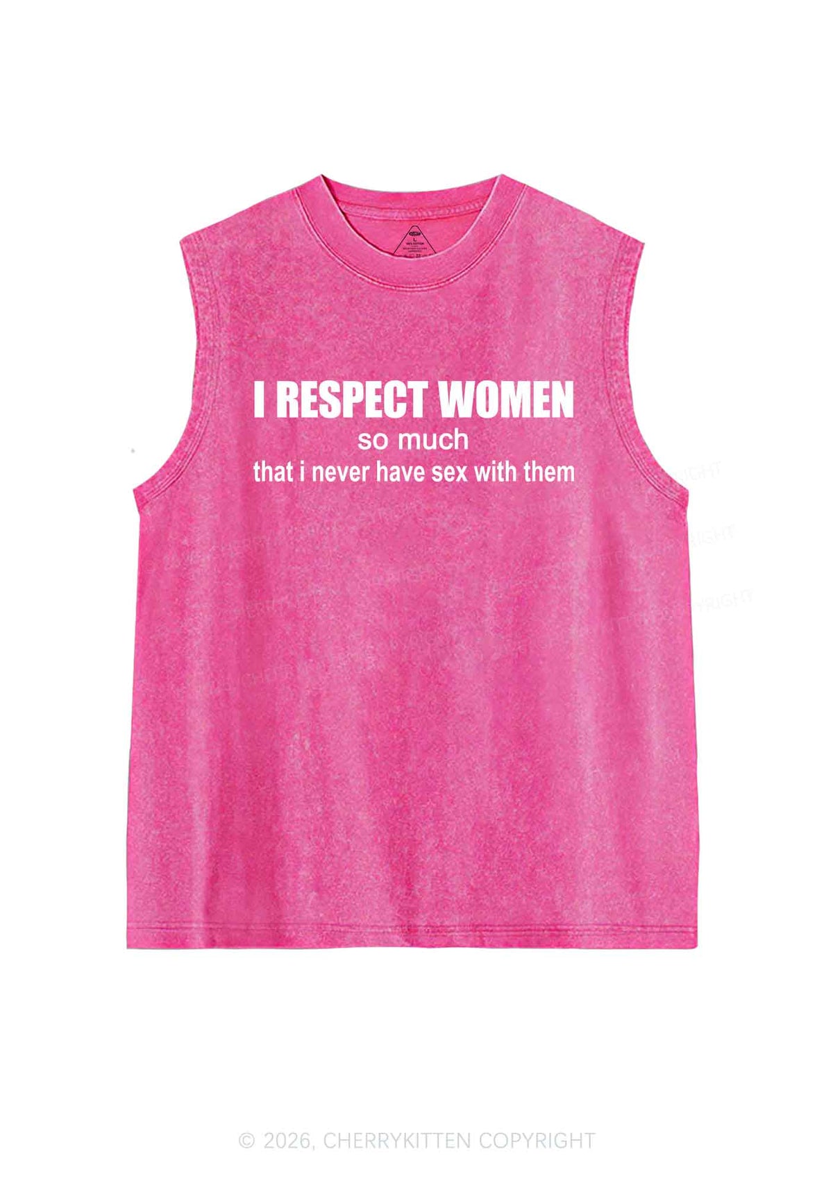 I Respect Women Pride Y2K Washed Muscle Tank Cherrykitten