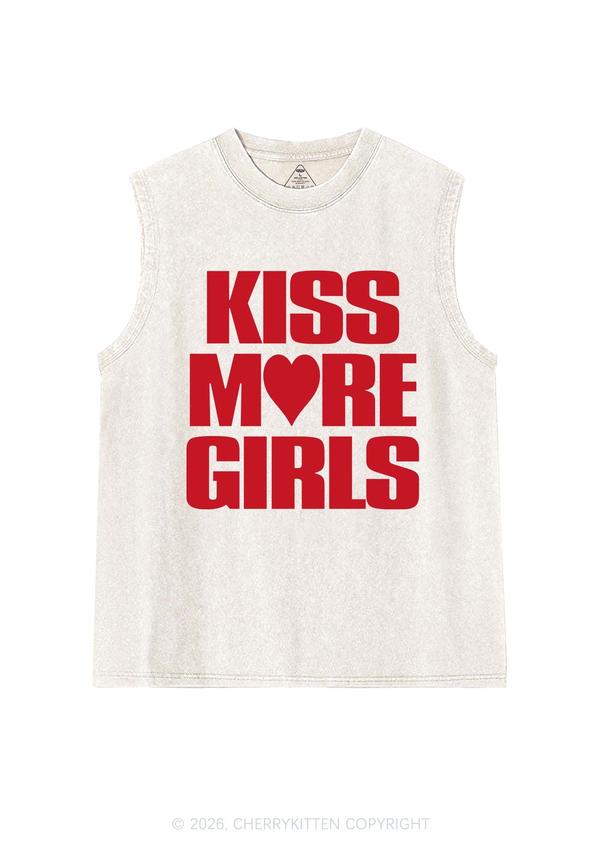 Kiss More Girls Heart Pride Y2K Washed Muscle Tank Cherrykitten