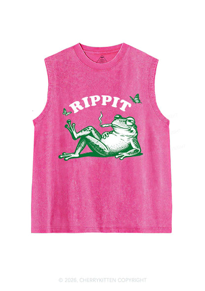Rippit Frog Y2K Washed Muscle Tank Cherrykitten
