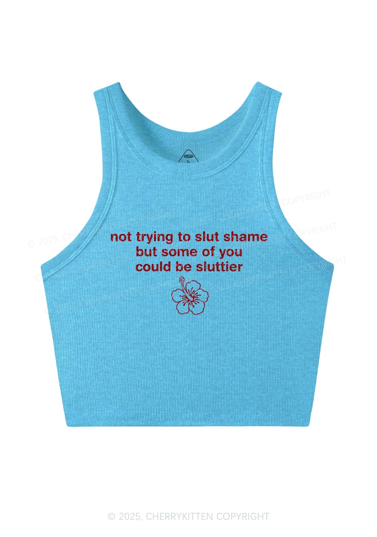 Glitter Not Trying To Slxt Shame Y2K Crop Tank Top Cherrykitten