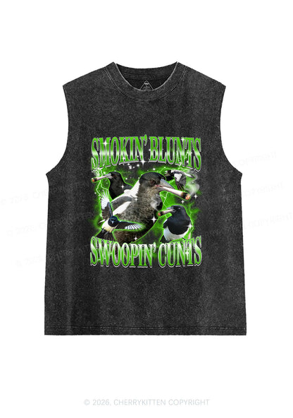 Smokin Blunts Swoopin Cxxts Y2K Washed Muscle Tank Cherrykitten