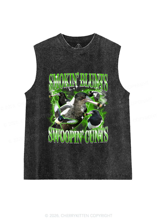 Smokin Blunts Swoopin Cxxts Y2K Washed Muscle Tank Cherrykitten