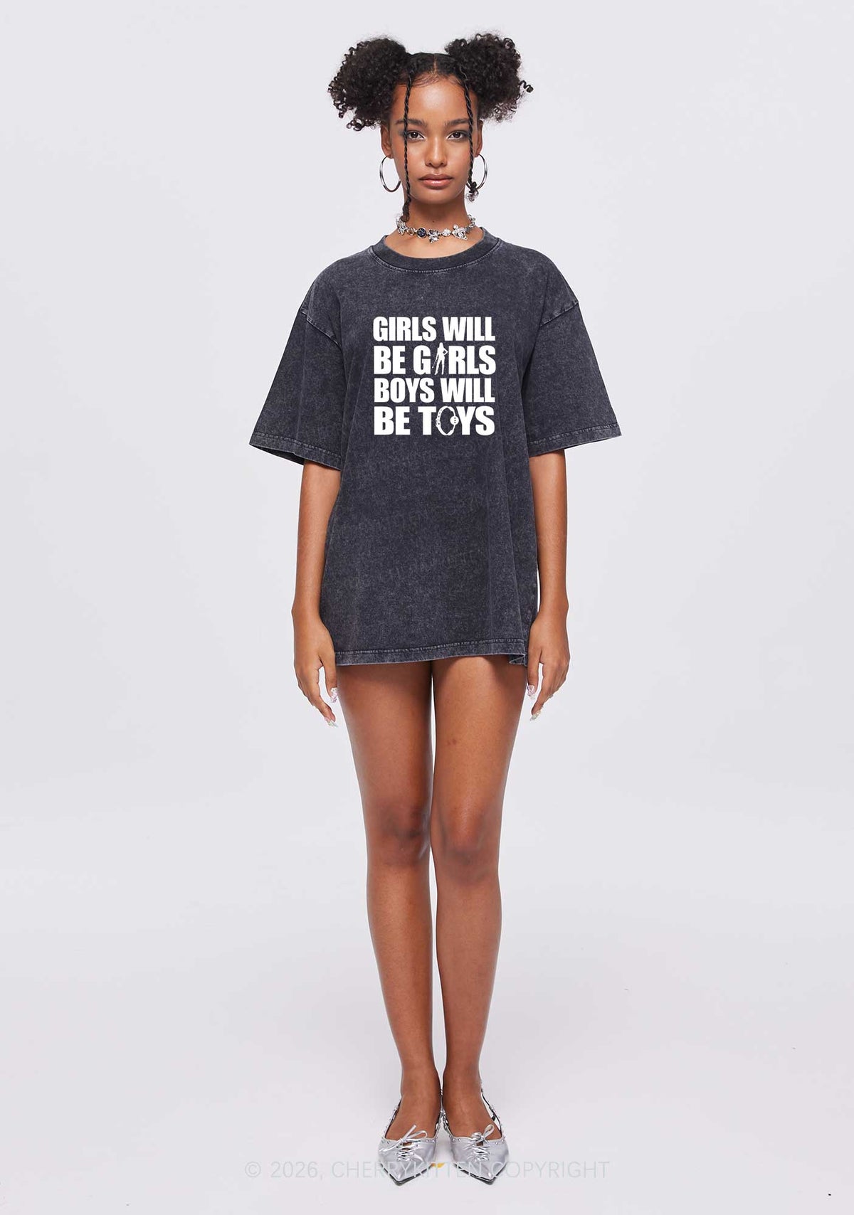 Girls Toys Y2K Shirts Washed Tee Cherrykitten
