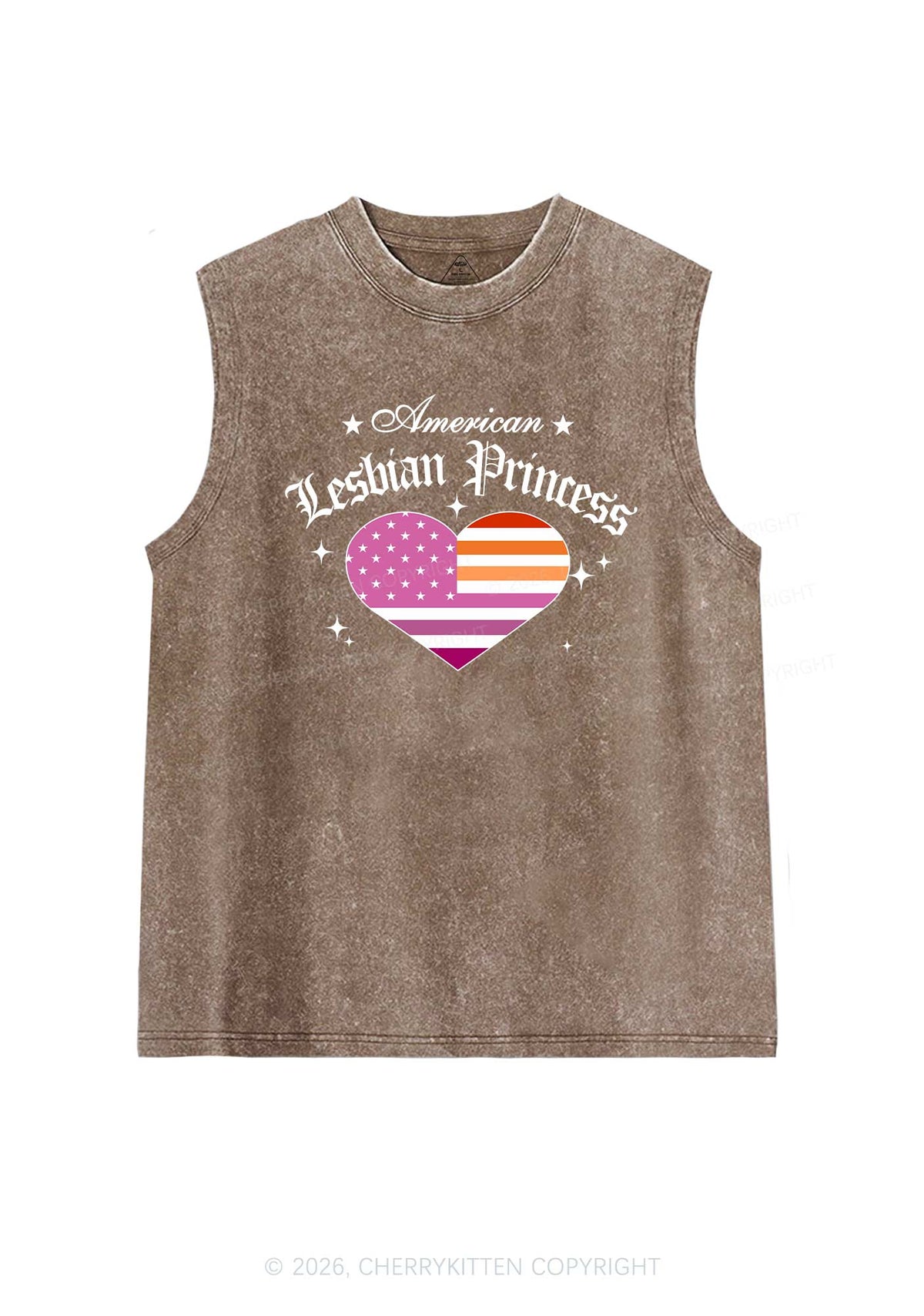 American Lesbian Princess Flag Pride Y2K Washed Muscle Tank Cherrykitten