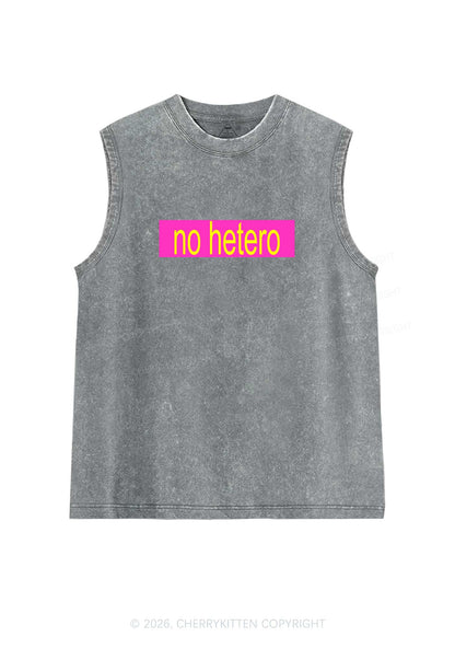 No Hetero Pride Y2K Washed Muscle Tank Cherrykitten