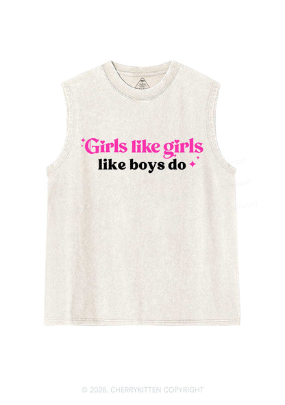 Girls Like Girls Like Boys Do Pride Y2K Washed Muscle Tank Cherrykitten
