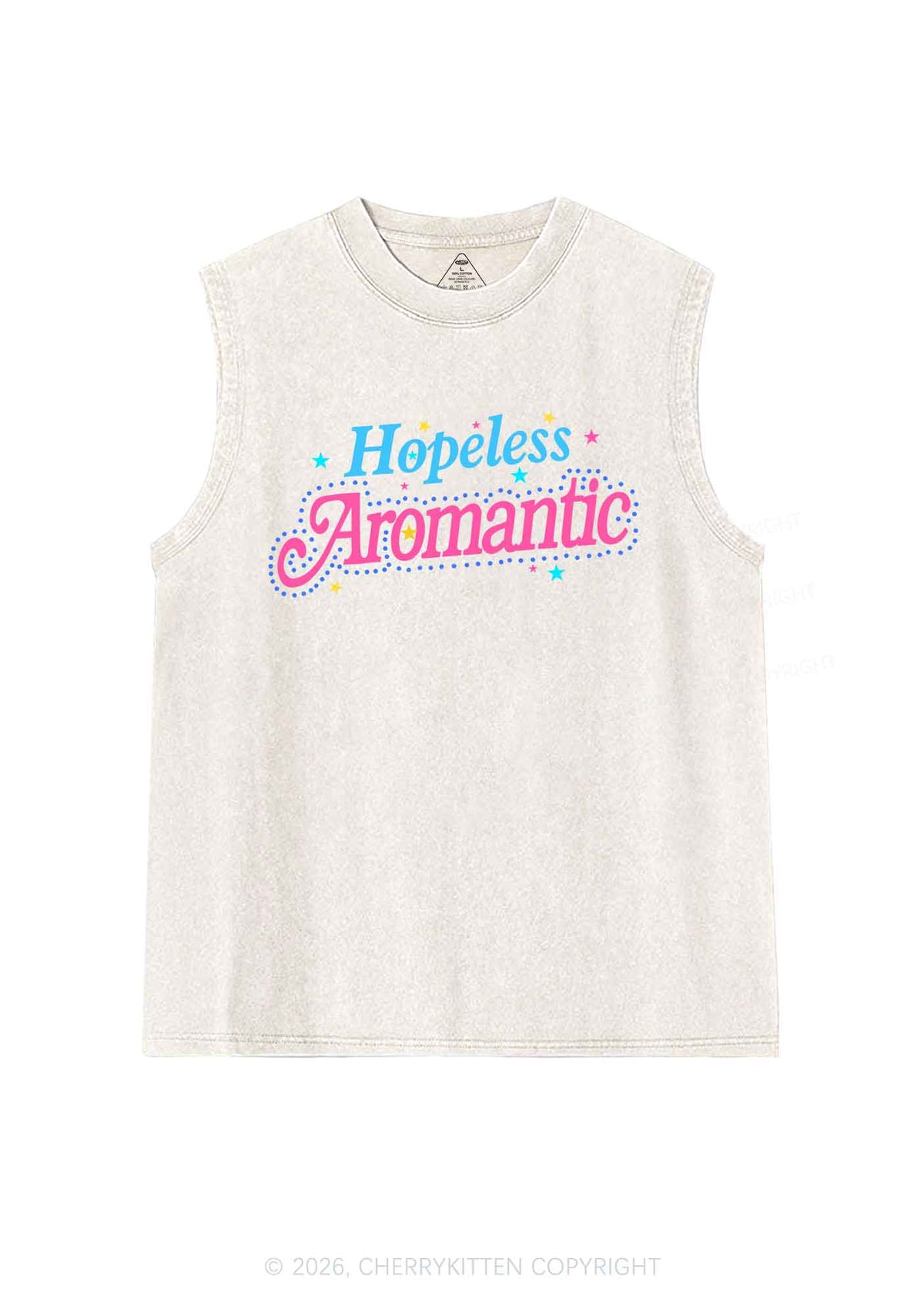 Hopeless Aromantic Pride Y2K Washed Muscle Tank Cherrykitten