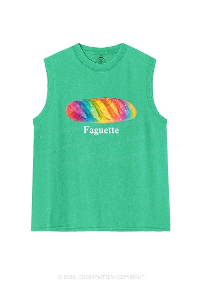 Rainbow Faguette Pride Y2K Washed Muscle Tank Cherrykitten