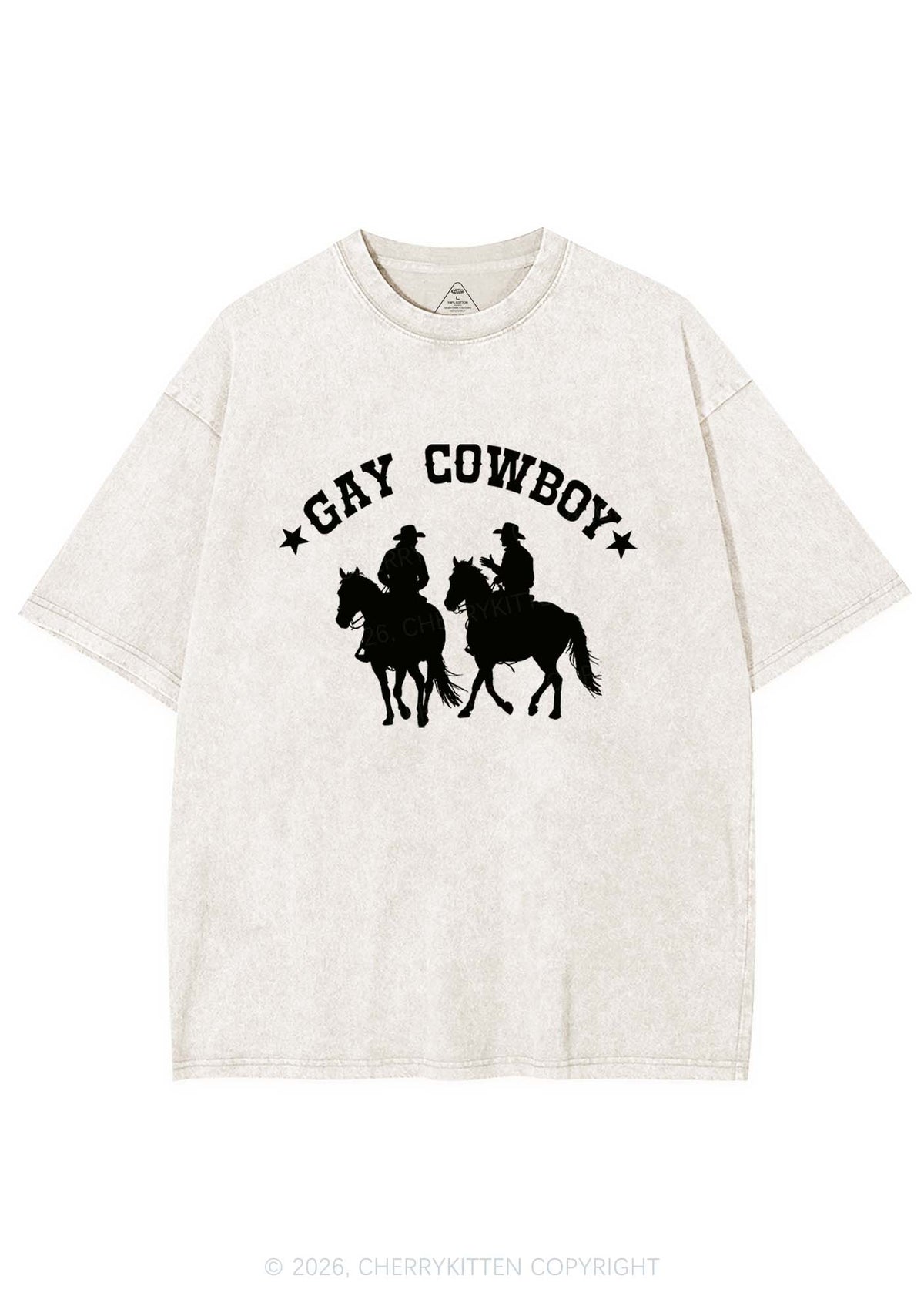 Gay Cowboy Pride Y2K Shirts Washed Tee Cherrykitten