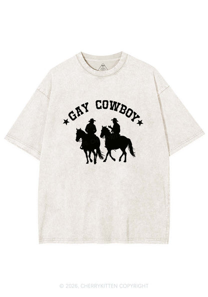 Gay Cowboy Pride Y2K Shirts Washed Tee Cherrykitten