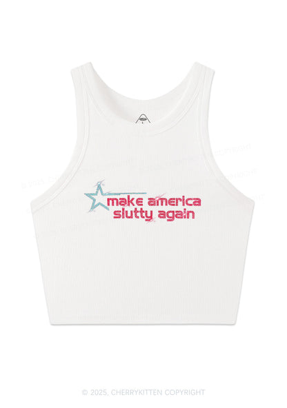 Rhinestone Make America Slxtty Again Y2K Crop Tank Top Cherrykitten