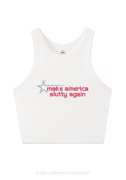 Rhinestone Make America Slxtty Again Y2K Crop Tank Top Cherrykitten