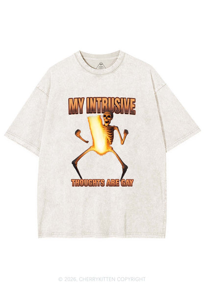 My Intrusive Thoughts Are Gay Pride Y2K Shirts Washed Tee Cherrykitten