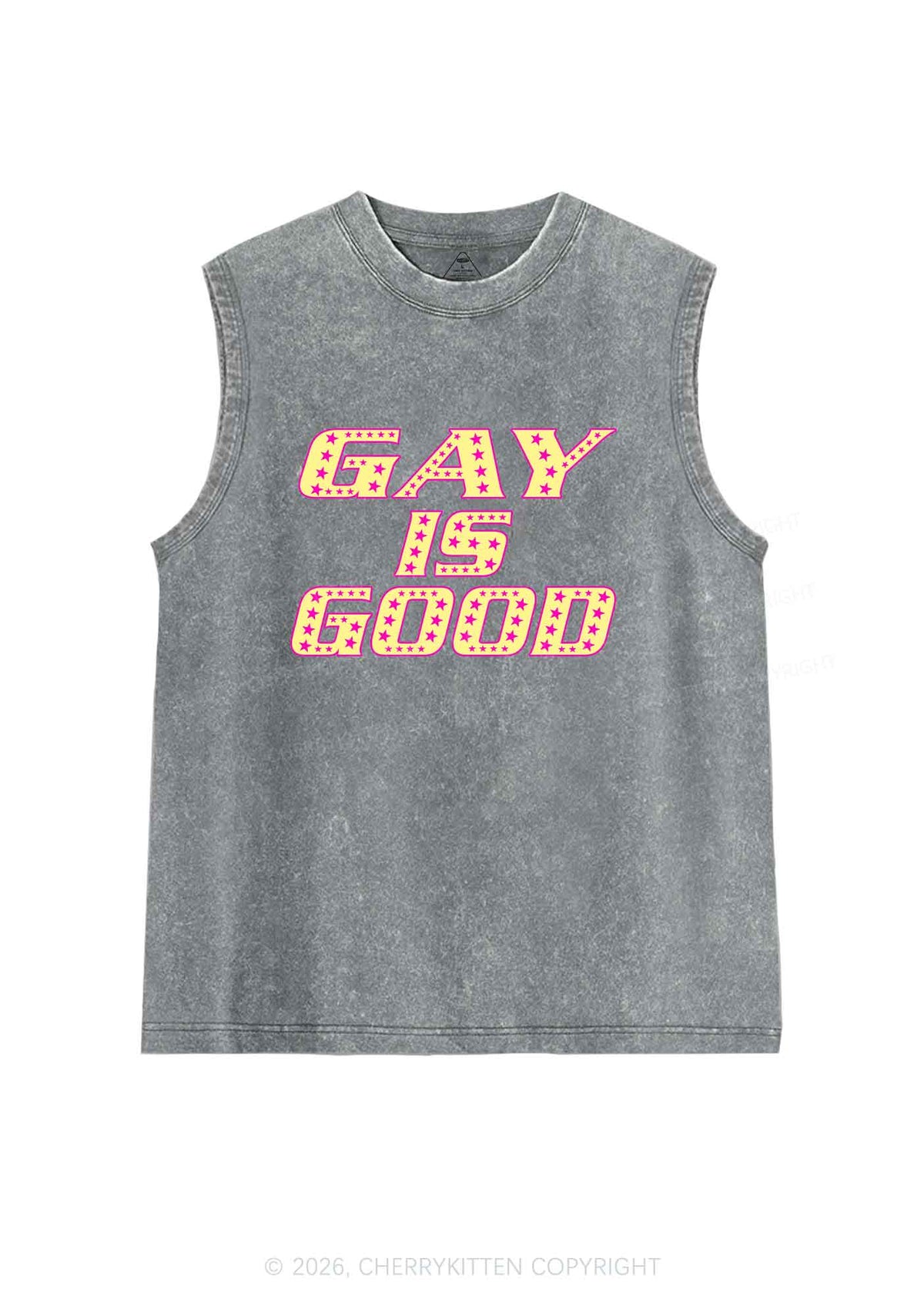 Gay Is Good Pride Y2K Washed Muscle Tank Cherrykitten