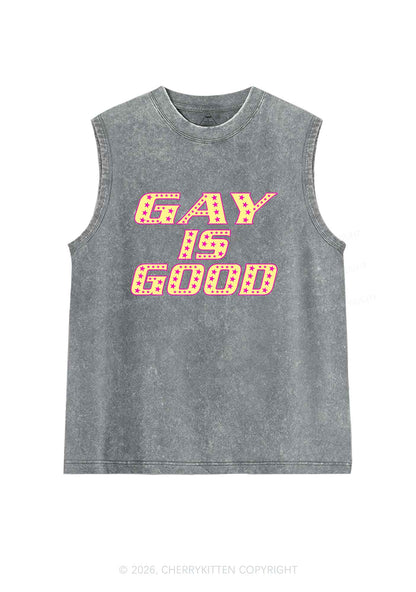 Gay Is Good Pride Y2K Washed Muscle Tank Cherrykitten